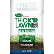 Scotts Turf Builder ThickR Lawn Sun and Shade, 12 lb. - 3-in-1 Solution for Thin Lawns - Combination Seed, Fertilizer and Soil Improver for a Thicker, Greener Lawn - Covers 1,200 sq. ft.