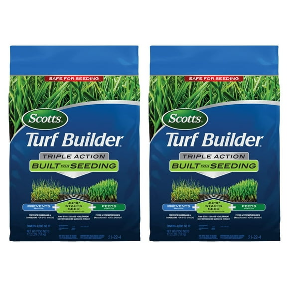 Scotts Turf Builder Triple Action Built for Seeding - Weed Preventer Plus Fertilizer, 4,000 sq ft 2-Pack