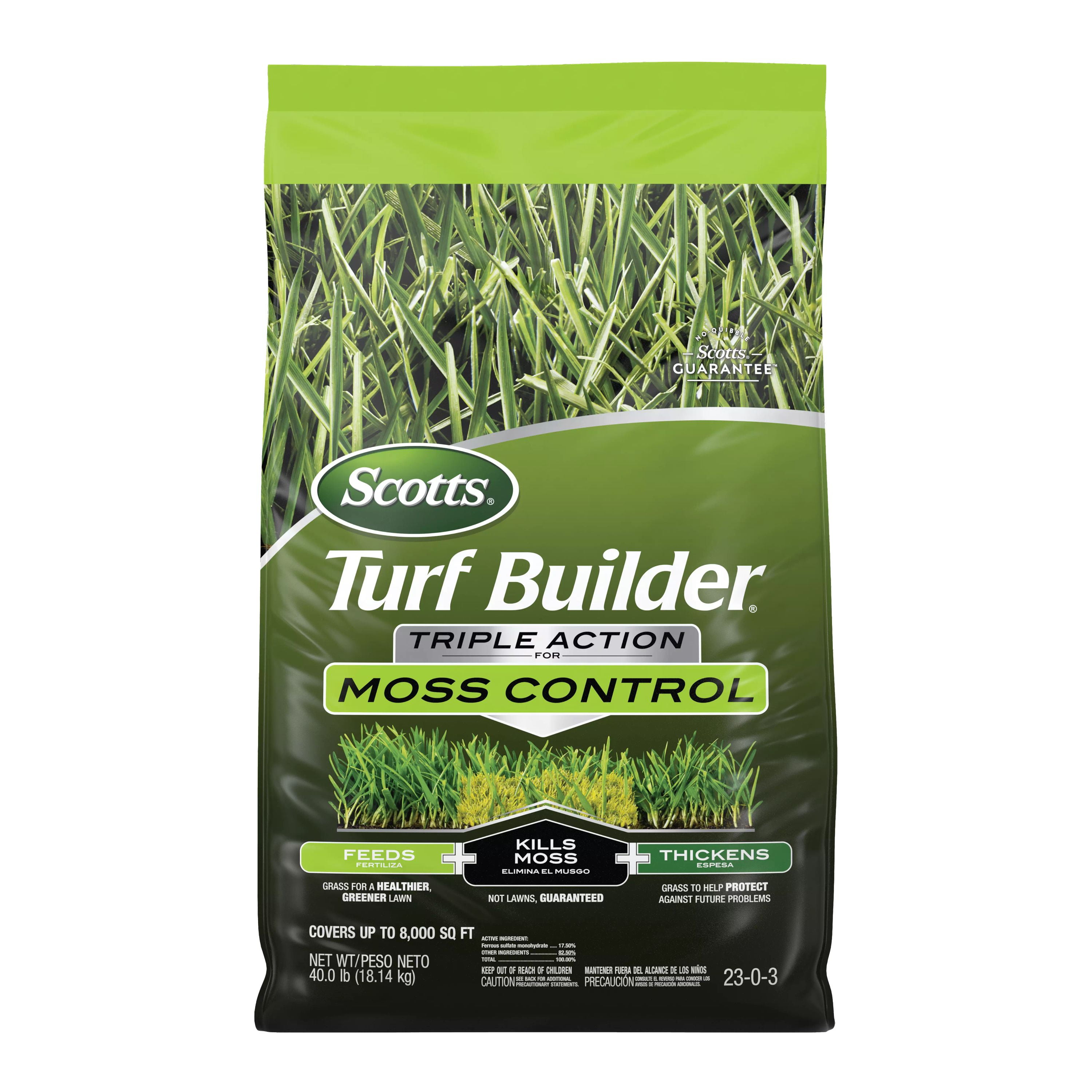 Scotts Turf Builder Triple Action for Moss Control, Moss Killer and Lawn Fertilizer, 40 lbs.