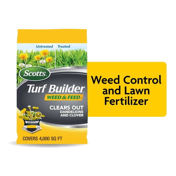 Scotts Turf Builder Weed and Feed, Controls Dandelion, Clover, 4,000 sq. ft., 11.32 lbs.