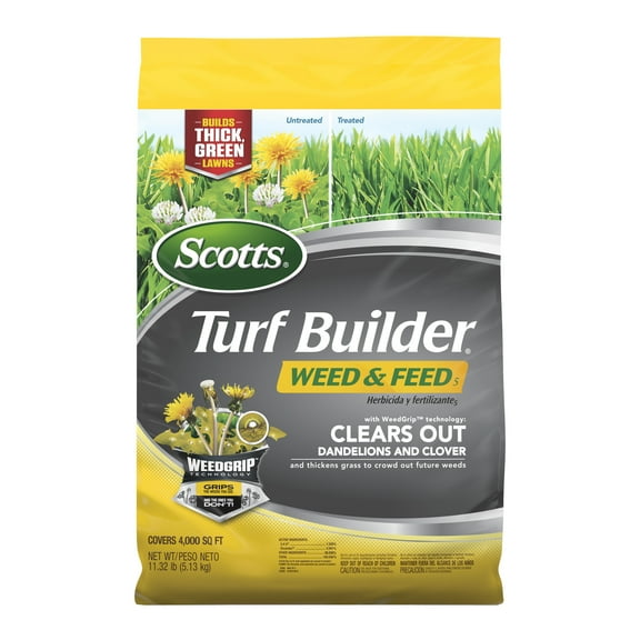 Scotts Turf Builder Weed and Feed, Controls Dandelion, Clover, 4,000 sq. ft., 11.32 lbs.
