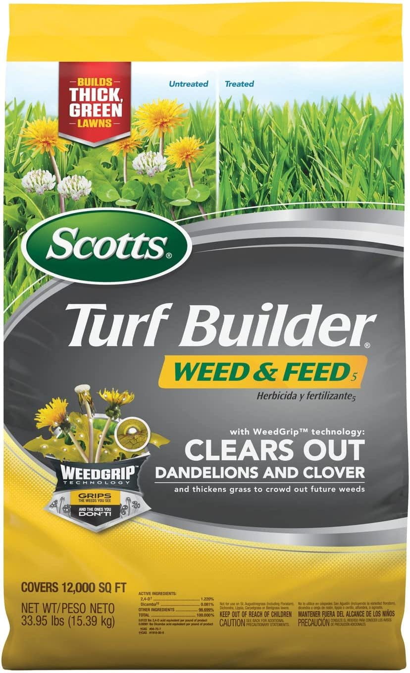 Scotts Turf Builder Weed & Feed5, Weed Killer and Lawn Fertilizer, Controls Dandelion Clover and