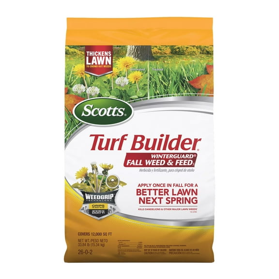 Scotts Turf Builder WinterGuard Fall Weed & Feed, Weed Killer Plus Fall Fertilizer, 12,000 sq. ft., 33.84 lbs.