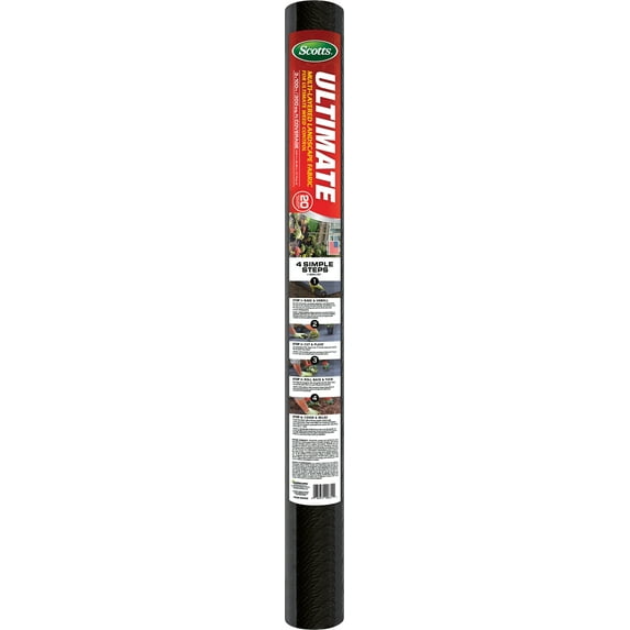 Scotts Ultimate 3' x 100' Weed Barrier Fabric, Polypropylene, Black, 3 feet Wide and 100 feet Long
