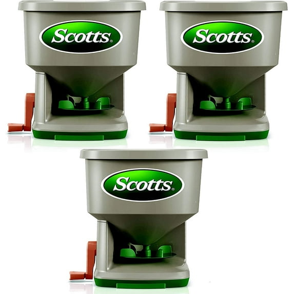 Scotts Whirl Hand-Powered Broadcast Spreader - Handheld Plastic - Pack of 3