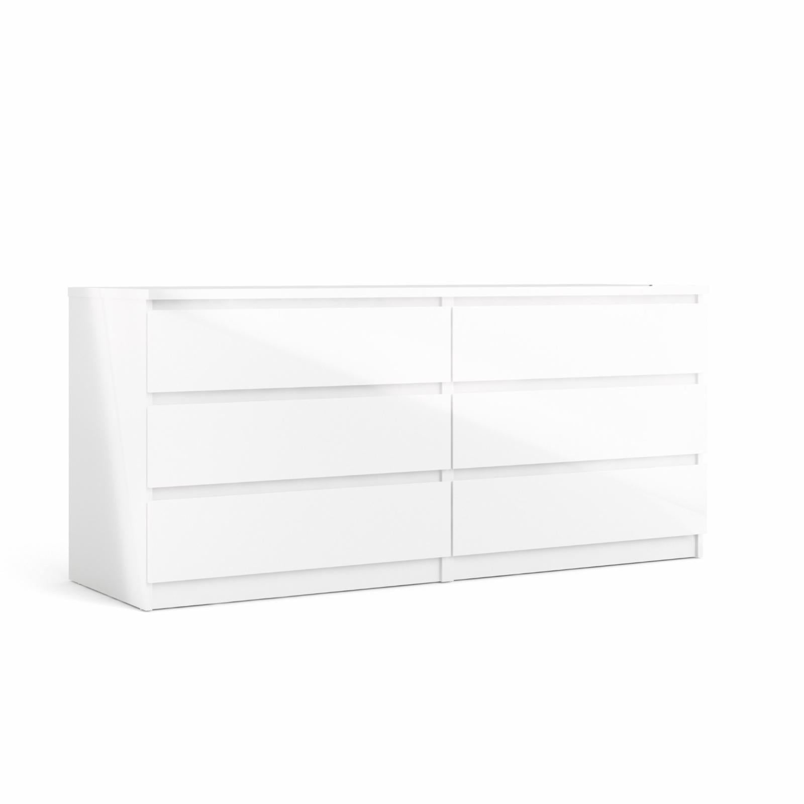 Scottsdale 6 Drawer Double Dresser, White High Gloss