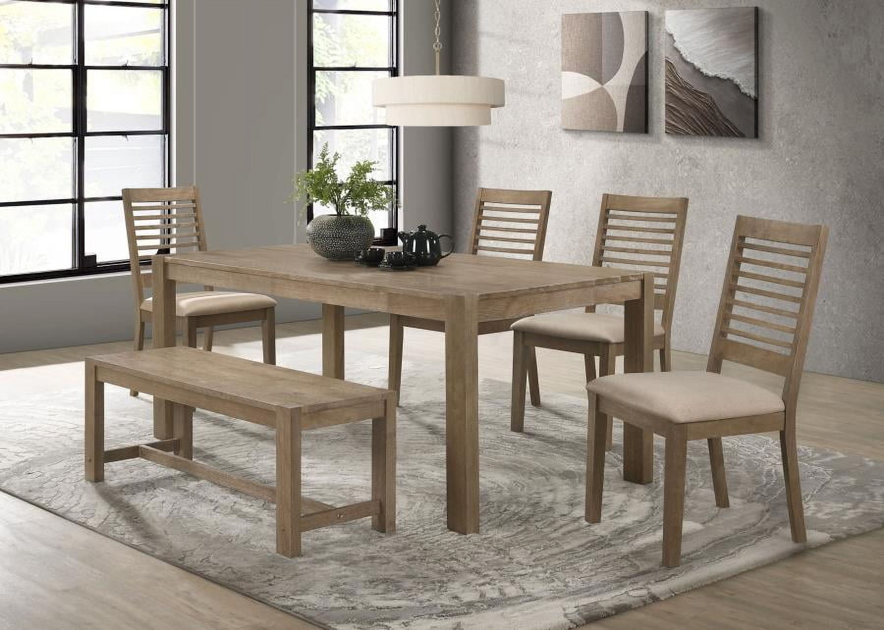Scottsdale Light Brown Wood 6-Piece Dining Set with Bench and Chairs