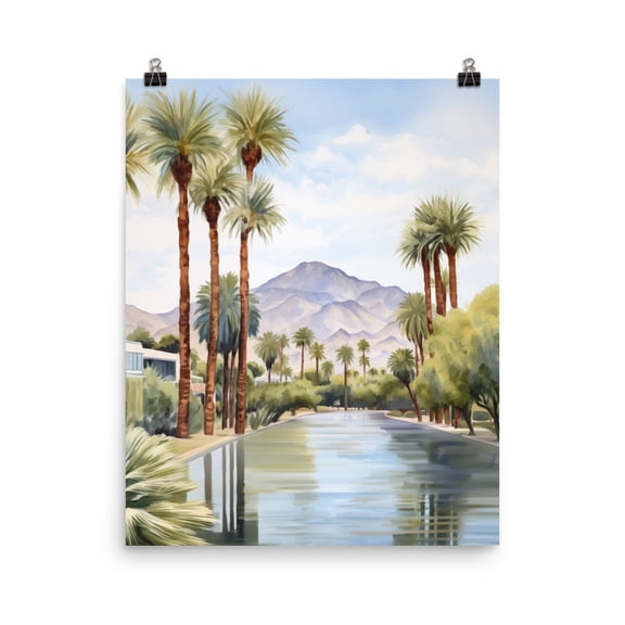 Scottsdale Print, Arizona Palm Tree Wall Art, Desert Landscape Southwest Travel Decor, Us City Artwork, Scenic Nature Art #3586, Unframed Poster Size 8x12