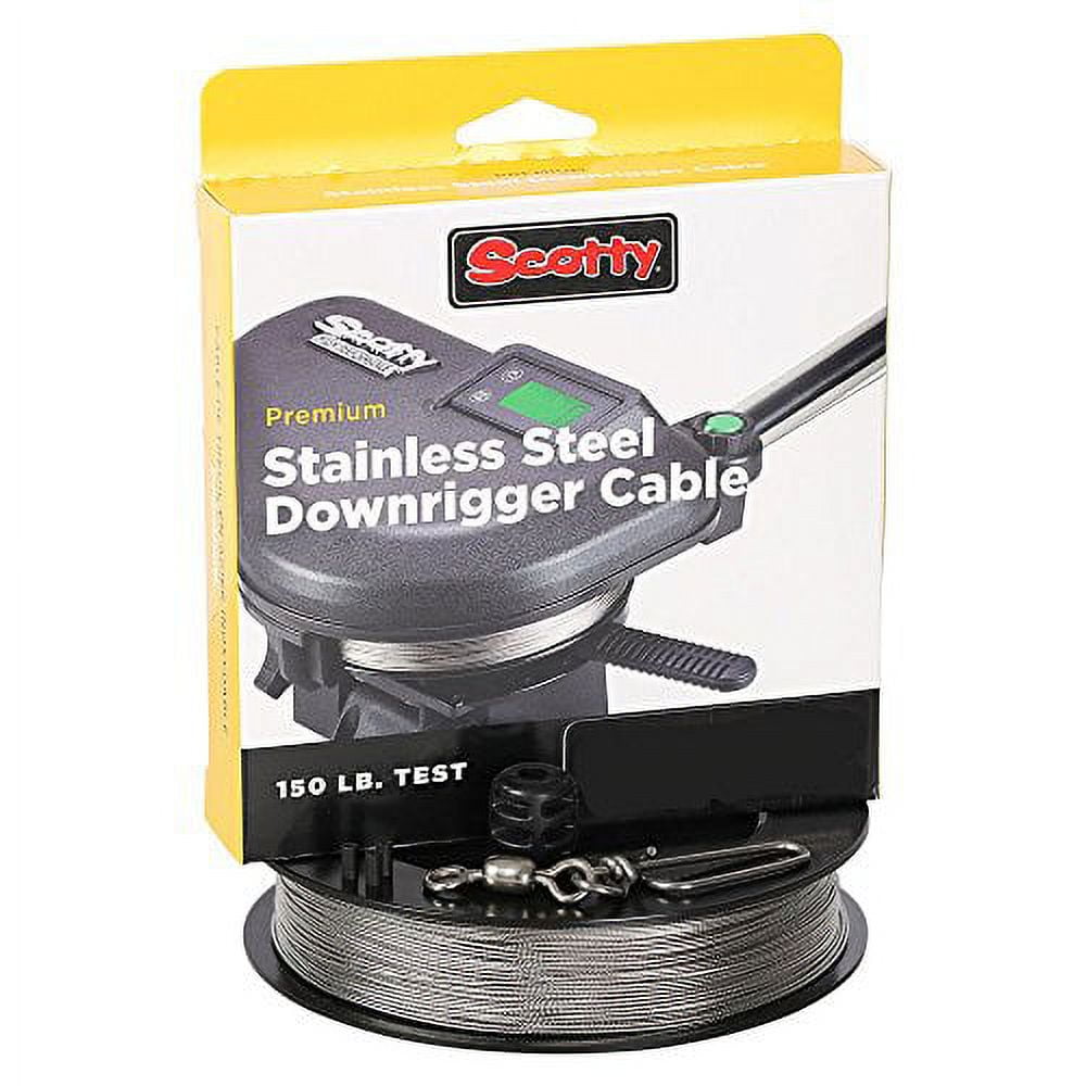 Scotty #1002K Premium Stainless Steel Downrigger Cable w/Terminal Kit 400'  Spool,BLACK,Small 