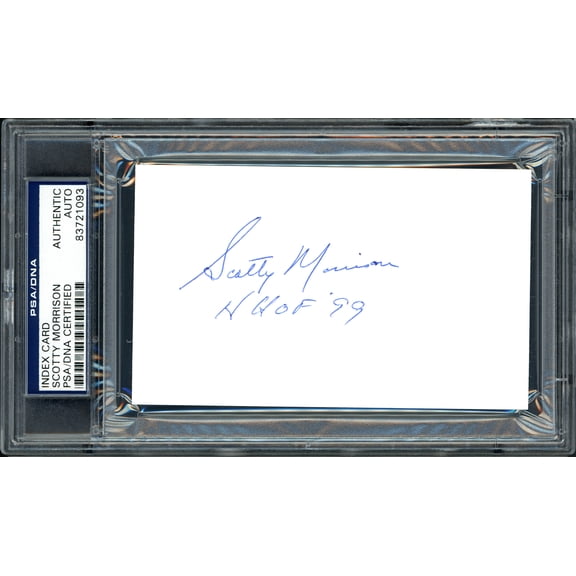 Scotty Morrison Autographed 3x5 Index Card NHL Referee & President "HHOF '99" PSA/DNA #83721093