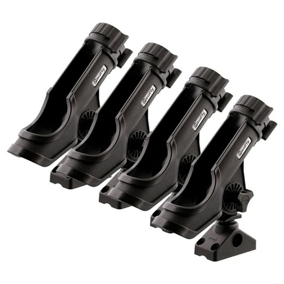 Scotty Powerlock Rod Holder Deck Mount, Black, 4 Pack