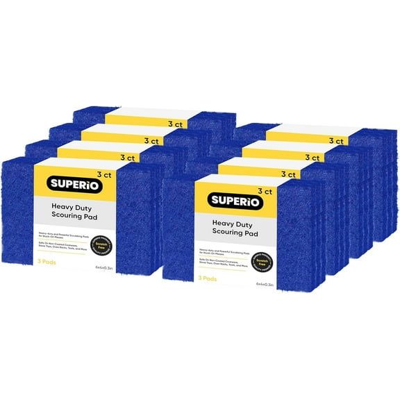 Scouring Pad Non-Scratching Scrubber Non-Scratch Cleaning Scrub Pads Heavy Duty Scouring Pad Reusable Kitchen Scrubbing Pad Pack of 24 Blue, by Superio