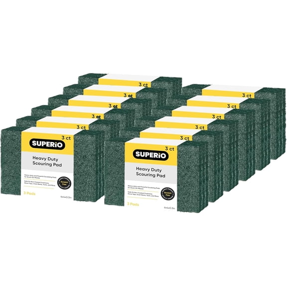 Scouring Pad Non-Scratching Scrubber Non-Scratch Cleaning Scrub Pads Heavy Duty Scouring Pad Reusable Kitchen Scrubbing Pad Pack of 36 Green, by Superio