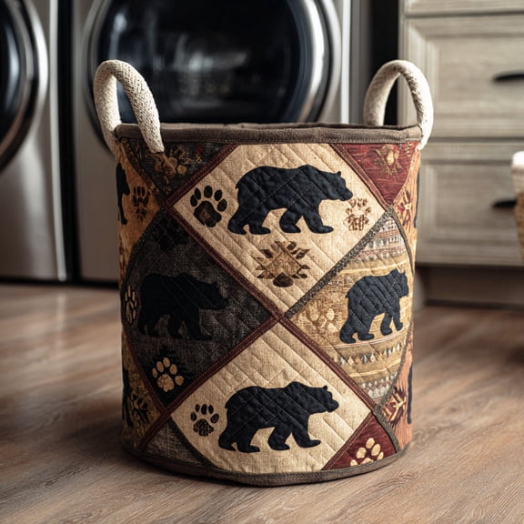 Scout Bear Quilted Laundry Basket, Clothes Hamper Storage BagHousewarming Gift Ideas, Gift For Mom