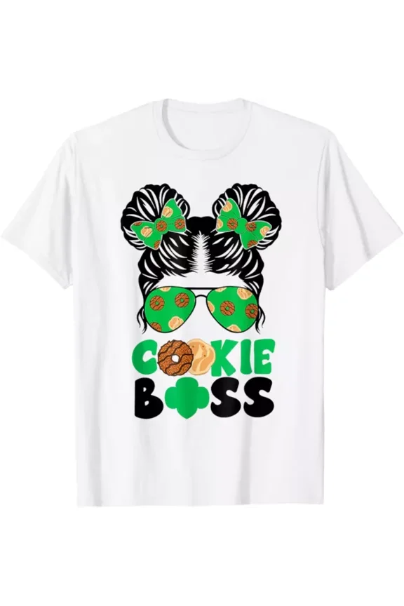 Scout Cookie Boss Girls Kidlife Messy Bun Sunglasses T-Shirt Unisex S-5XL Hot Trending Shirt, Vintage Birthday Gift