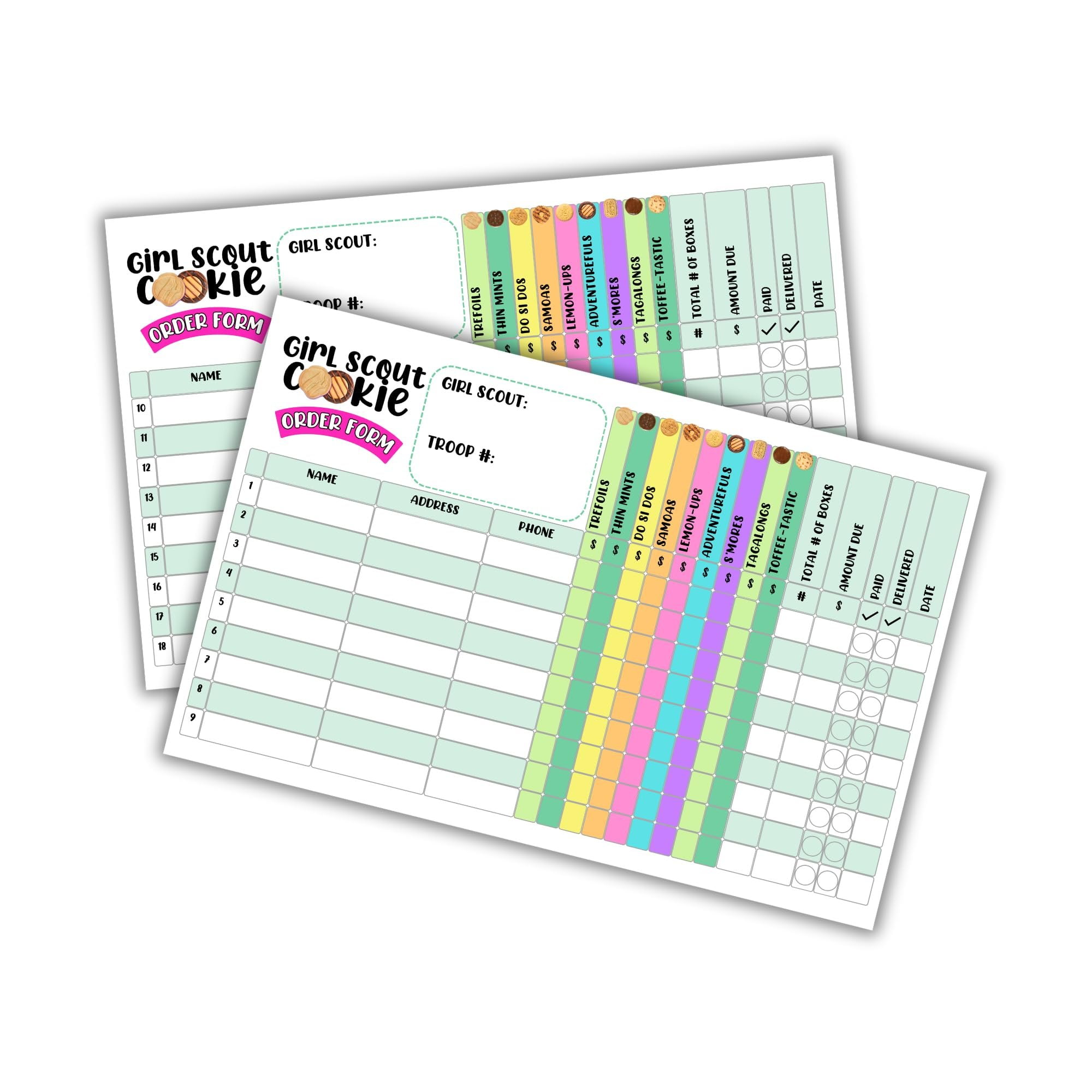 scout-cookie-order-form-grid-with-girl-cookies-30-pk-8-5x5-5-card-hand-out-neighbors-sales-tracker-booth-sold-here-door-hanger-thank-you-stickers-walmart-com
