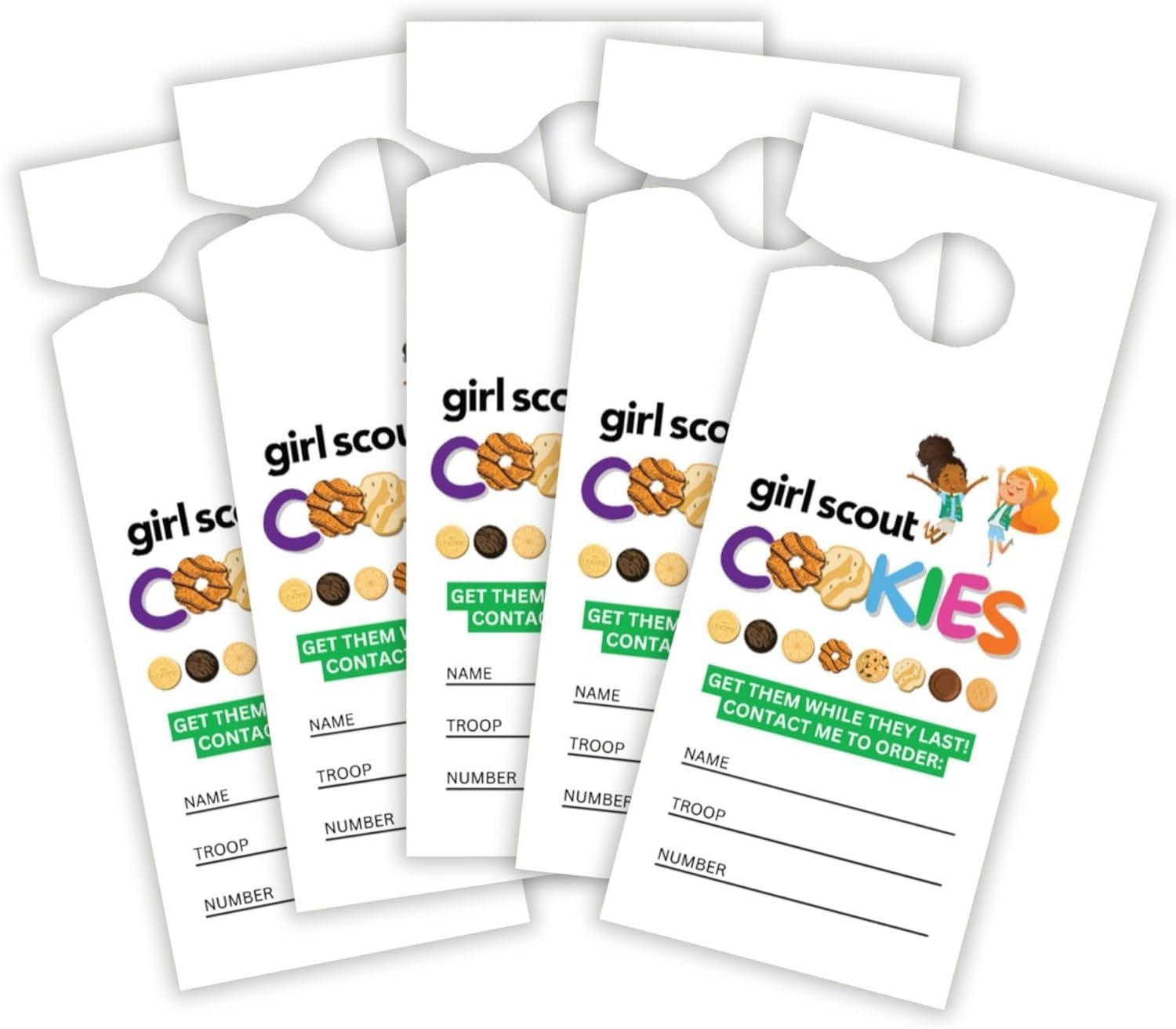 Scout Cookie Thank You & Reorder Cards - 30 Pack, 4.25 X 5.5" Green Checkered Tags