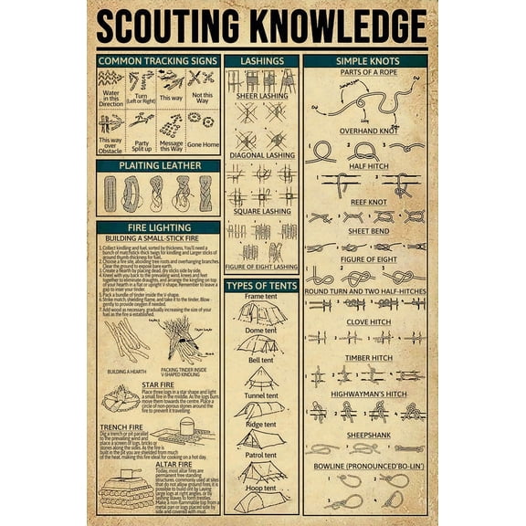 Scout Knowledge Funny Poster Common Tracking Signs Vintage Summer Camp School Living Room Kitchen Home Art Wall poster