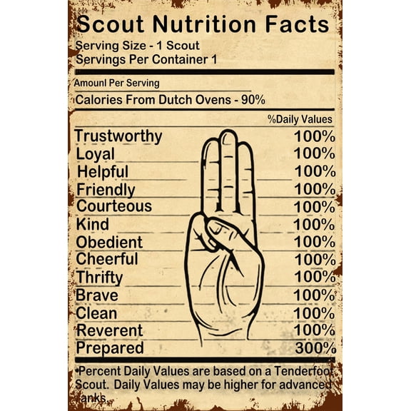 Scout Knowledge Funny Poster Scout Nutrition Facts Vintage Summer Camp School Living Room Kitchen Home Art Wall Decoration poster