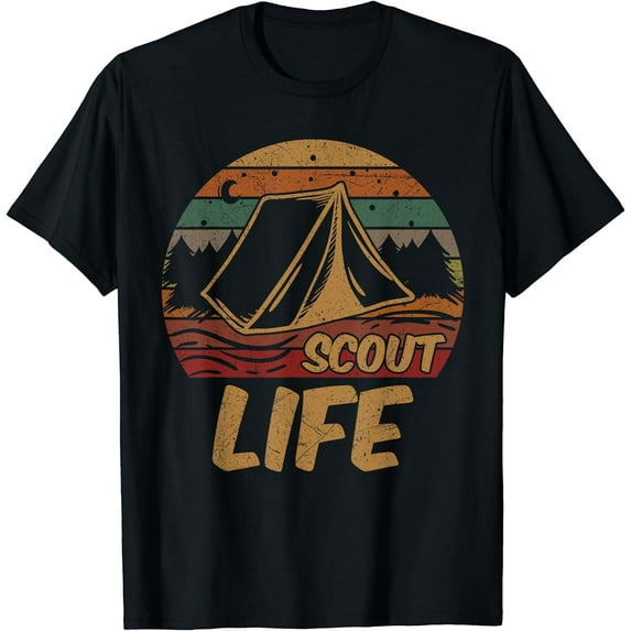 Scout Life Scouting Lovers Gifts Hiking Happy Camper T-Shirt Black 2X-Large