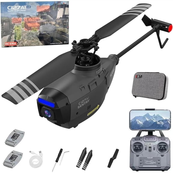 Scout RC Helicopter with 1080P Camera - AI Intelligent Remote Control Drone with 6-Axis Gyro, One Key Take Off/Landing, and Optical Flow Positioning C127AI
