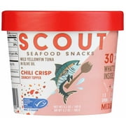 Scout Tuna Snack Kit, Chili Crisp, Wild Yellowfin Tuna + Crunchy Mix-in for 30g of Protein on the Go with Spork, 5.1oz Cup
