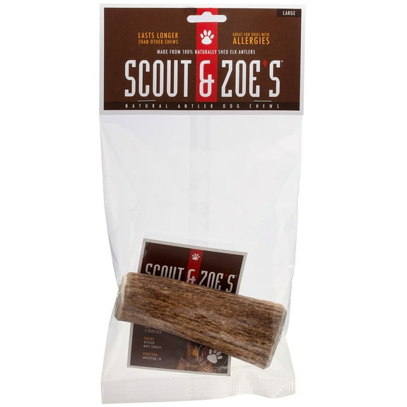 Scout & Zoe's: Elk Antler - Large - Dog Chew, 30-50lb Breeds & Heavy Chewers, Long-Lasting Pet Treat, Preservative Free, Naturally Shed, USA Sourced