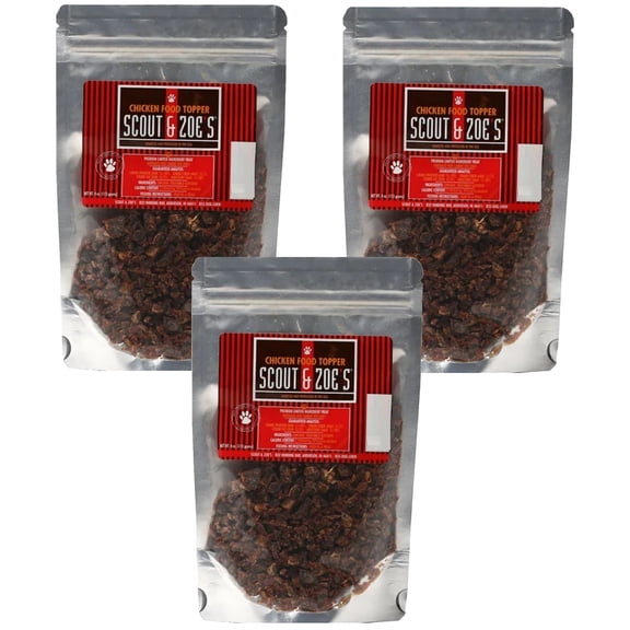 Scout & Zoe's: Pet Food Topper - Chicken - 3 Packs, 4oz Bags - Dogs & Cats, Limited Ingredient Meal Enhancer, Protein Booster, Grain Free, USA Sourced