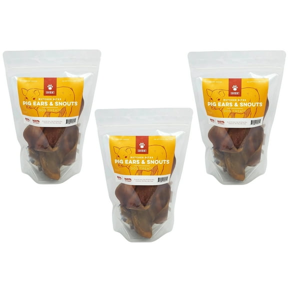 Scout & Zoe's: Pig Ears & Snouts - 3 Packs, 4oz Bags - Dog Treats, Crunchy Butcher Bites, High-Protein Low-Fat Chews, Savory Pet Snack, USA Sourced