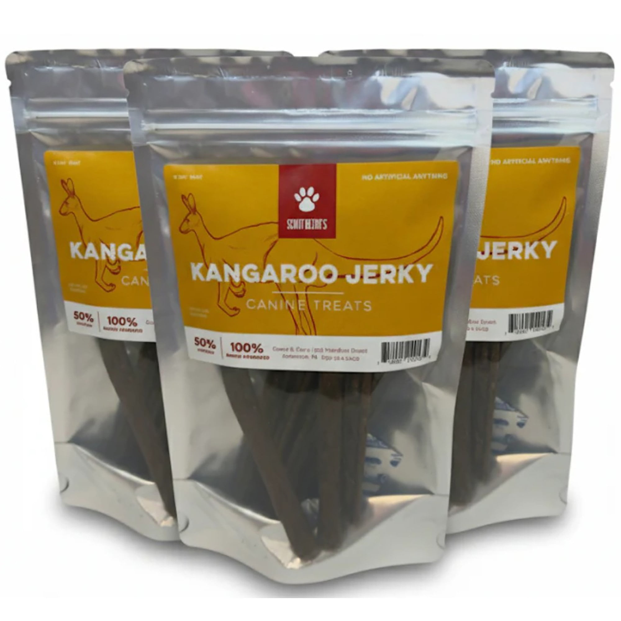 Scout & Zoe's: Kangaroo Jerky - 3 Packs, 4oz Bags - Dog Treats, Air-Dried Pet Chews, Novel Protein, 2 Ingredients: Meat & Sea Salt, Preservative Free