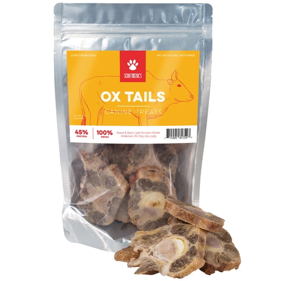 Scout & Zoe's: Ox Tails - 3oz Dog Treats, Freeze-Dried, Single Ingredient, Crunchy Pet Chews, High Protein Snack & Reward, Joint Support, USA Sourced