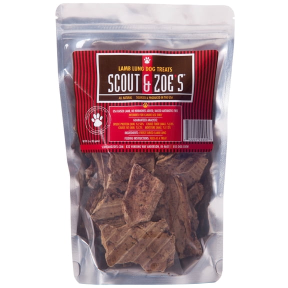 Scout & Zoe's: Lamb Lung - 3oz Dog Treats, Freeze-Dried, Single Ingredient, High Protein, Low Fat, Crunchy Pet Chews, Snack & Reward,Sourced