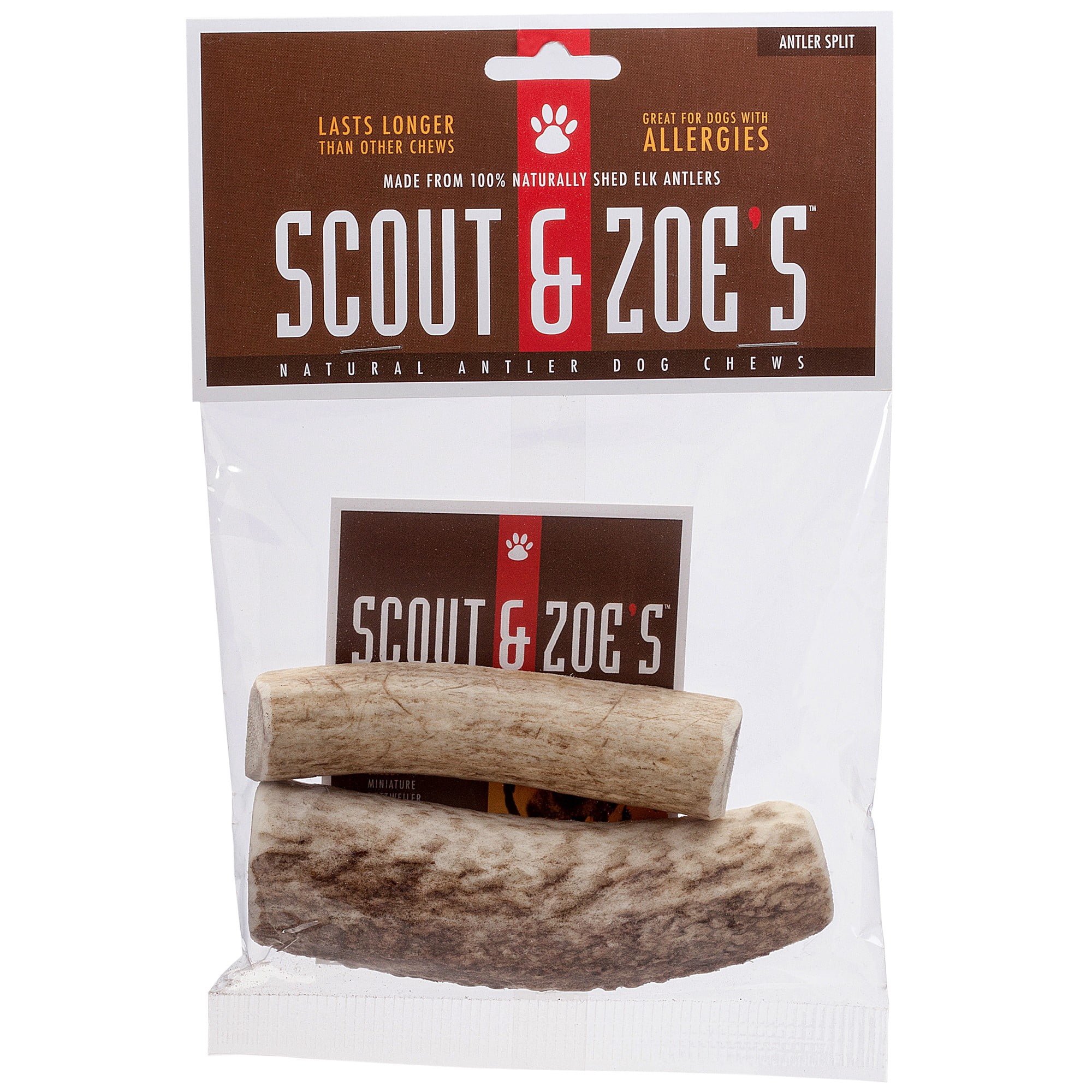 Scout & Zoe's: Elk Antler Splits - Dog Chews, Exposed Marrow Pet Treat, Seniors-Puppies-Light Chewers, No Preservatives, Wild Shed Antler, USA Sourced