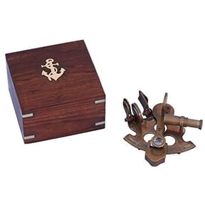 Scout's Antique Brass Sextant w/ Rosewood Box 4" - Brass Sextant