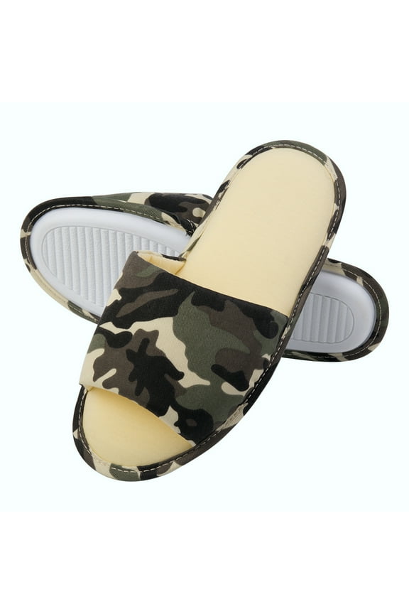 Scout's Comfy Camouflage Unisex Polyester Memory Foam Slippers With No-Slip Rubber Sole And Arch Support For Indoor Or Outdoor Daily Use