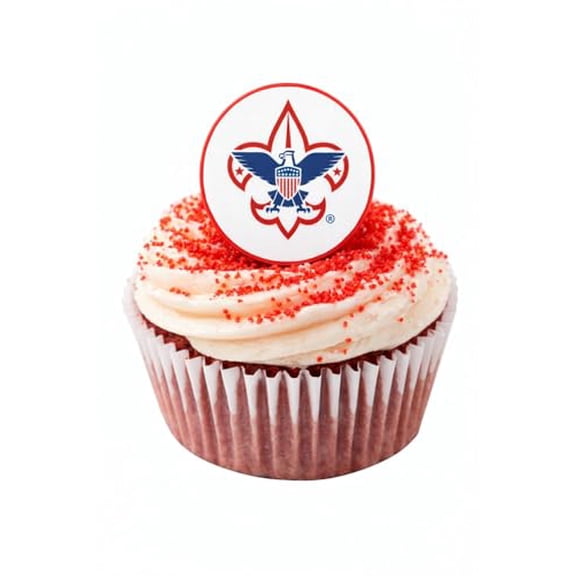 Scouting America Cupcake Rings Set of 12 | Blue & Yellow Cub Scout Emblem Cupcake Toppers | Party Decorations for Pack Meetings & Scouting Events