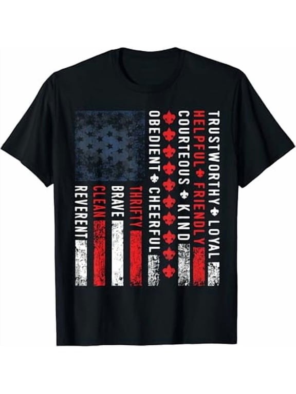 Scouting Law American Flag Retro Graphic T-Shirt All Size S-5XL