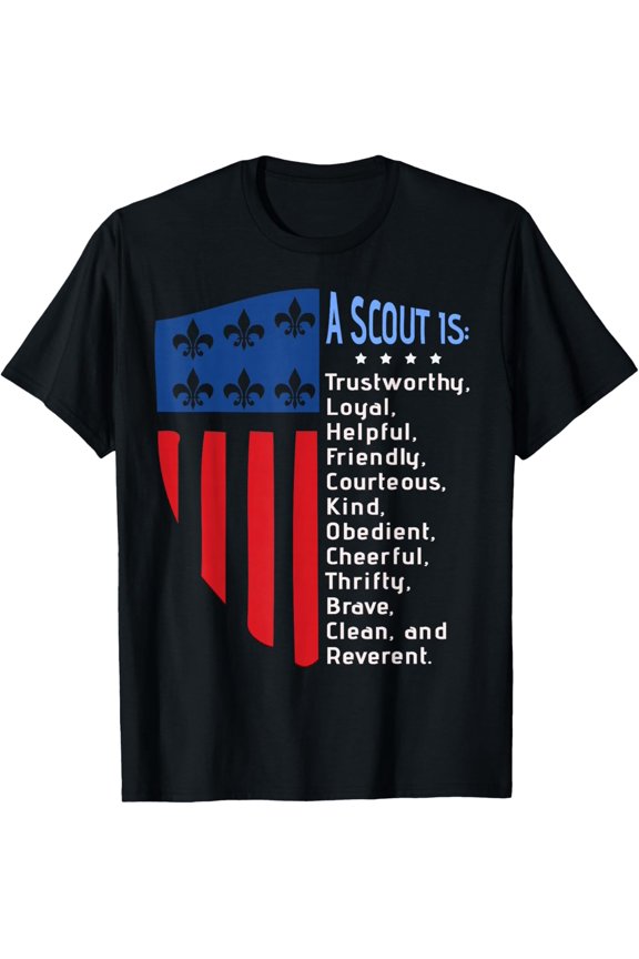 Scouting Law, US America Flag Scouting Law Gift T-Shirt- Classic Hiking shirt Unisex 100% Cotton Crew Neck T-Shirt Breathable Casual Everyday Wear Affordable Graphic Soft Cheap t shirts