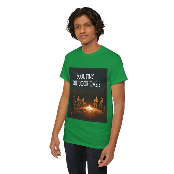 Scouting Outdoor Oasis Heavy Cotton T-Shirt Campfire Scene