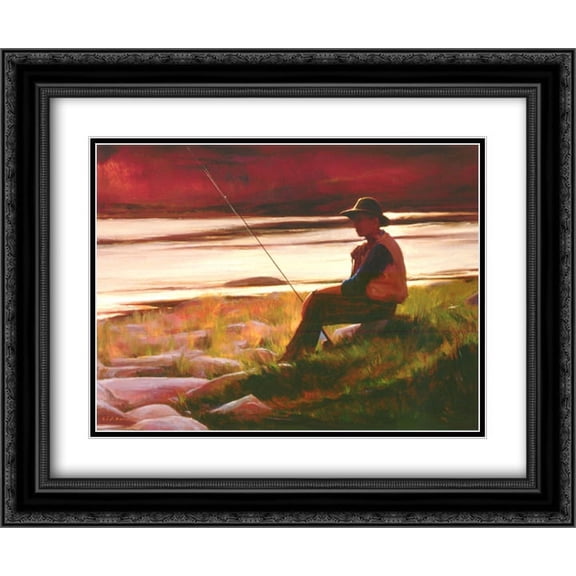 Scouting The Hatch 2x Matted 21x17 Black Ornate Framed Art Print by Virginia Dixon