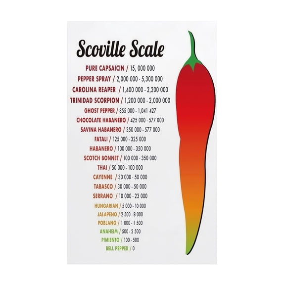 Scoville Heat Scale Chart Hot Pepper Heat Levels Guide Educational Poster for Spicy Food Lovers Kitchen Home Decor