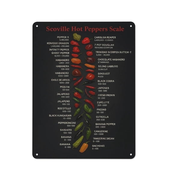 Scoville1 Heat Units Peppers Chart Poster Chili Knowledge Guide Wall Art (3) Fashionable Artistic Retro Painting