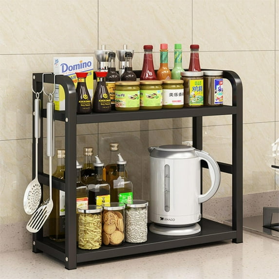Scpie Rack Freestanding Black Spice Rack Organizer for Kitchen Countertop 2 Tiers Scpie Organizer