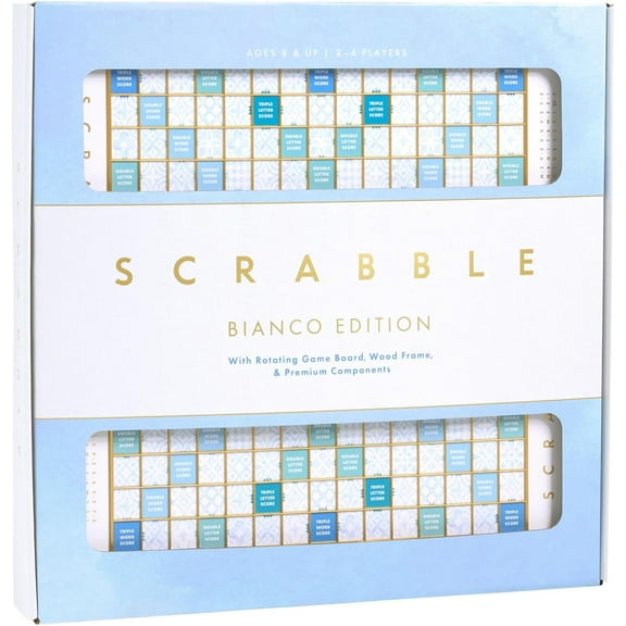 Scrabble Bianco Edition with Rotating Wooden Game Board