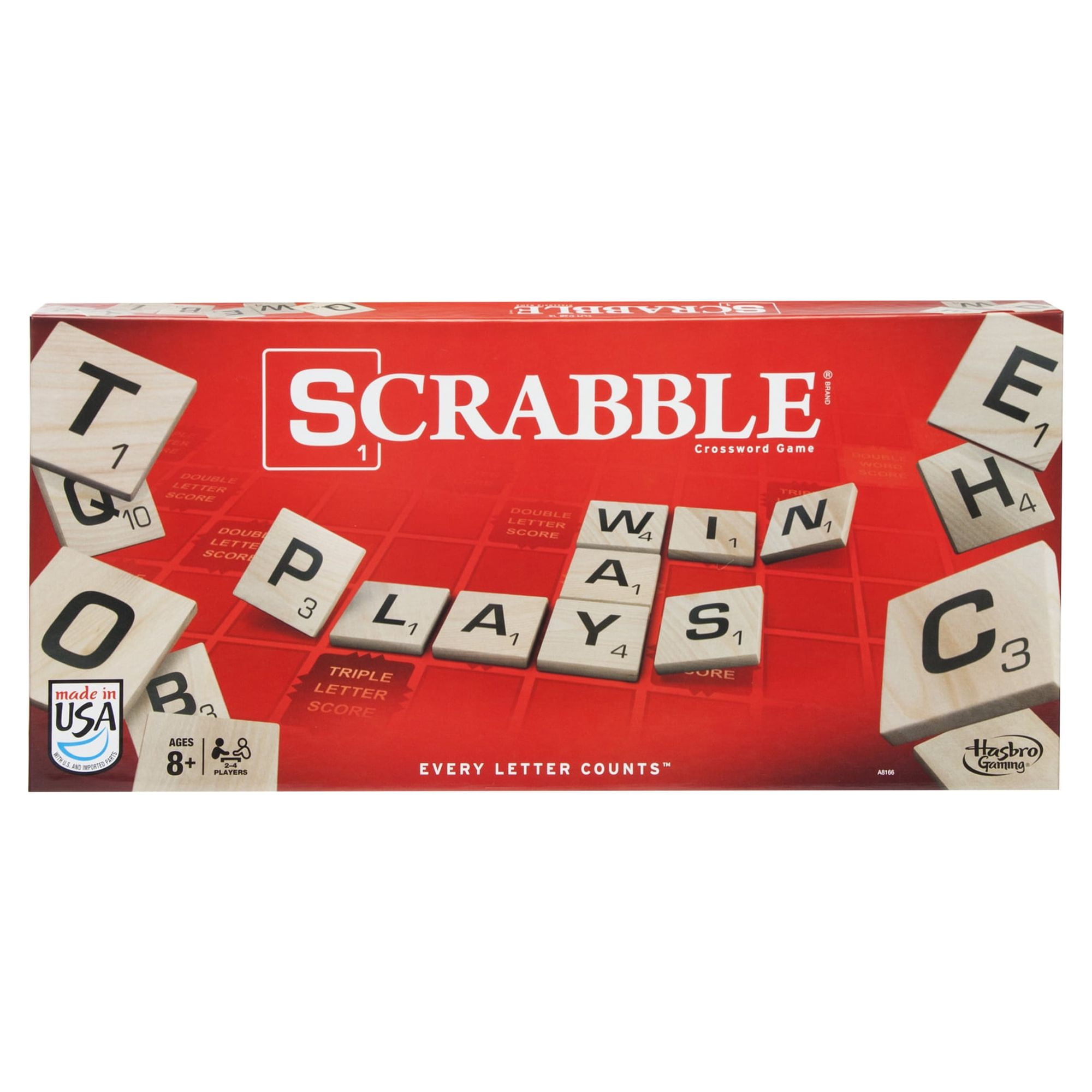 Hasbro Gaming Scrabble Board Game,Word Game for Kids Ages 8 and Up,Fun  Family Game for 2-4 Players,The Classic Crossword Game
