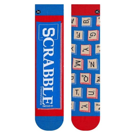 ODD SOX – Scrabble Split – Novelty Crew Socks – Size Large – Men's 8–12 / Women's 9.5–13.5 – Gift