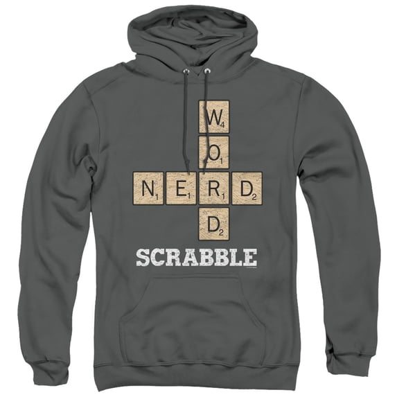 Scrabble Word Nerd Adult Pullover Hoodie Sweatshirt Charcoal