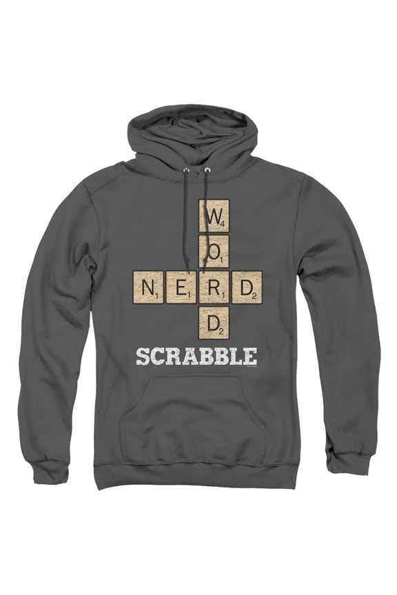 Scrabble Word Nerd Adult Pullover Hoodie Sweatshirt Charcoal