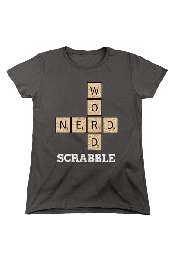 Scrabble Word Nerd S/S Women's T-Shirt Charcoal