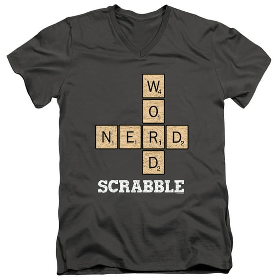 Scrabble - Word Nerd - Slim Fit V Neck Shirt - Large